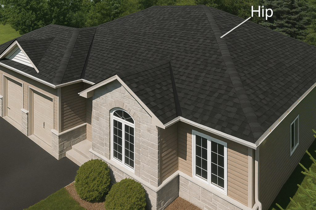 Visual representation of hip roof
