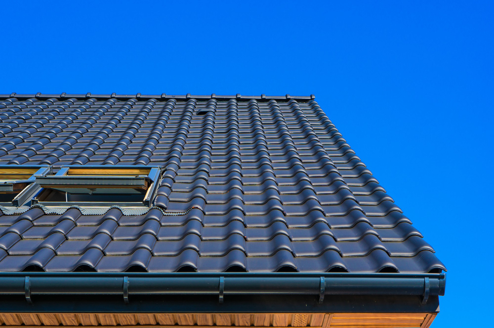 a roof of a house with a skylight