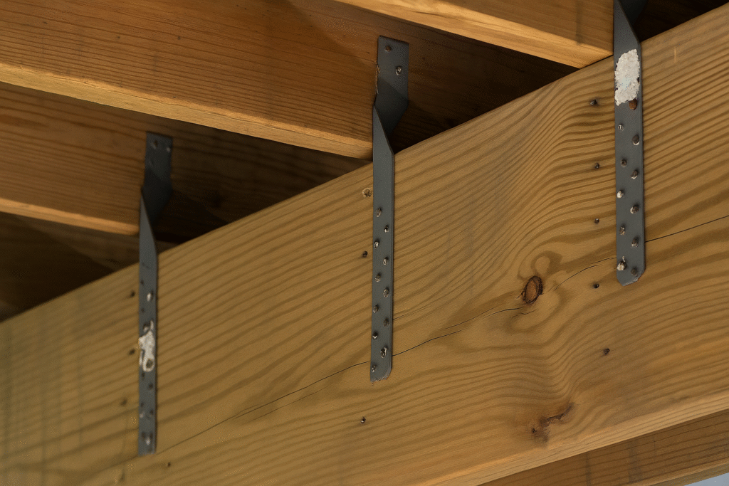 Wood roofing with straps