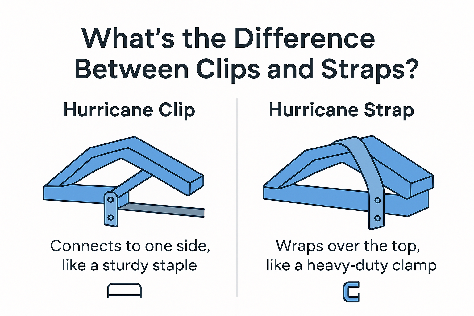 a diagram of a roof strap compared to a clip