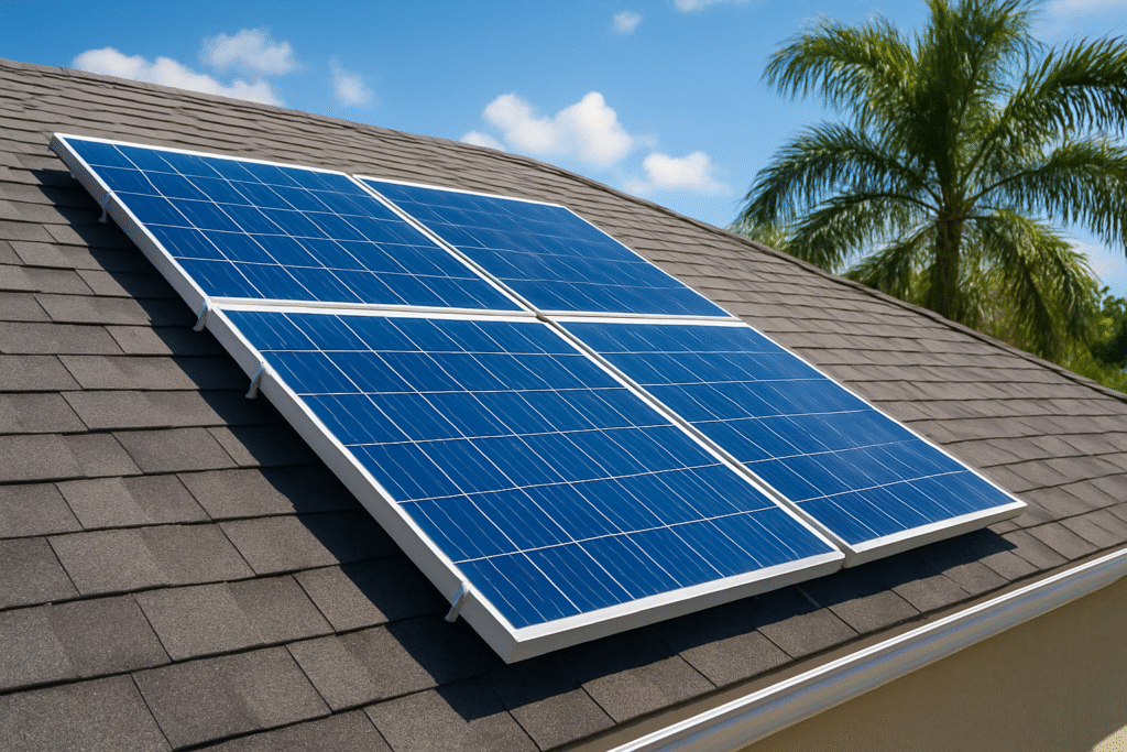 Solar panels on a residential roof