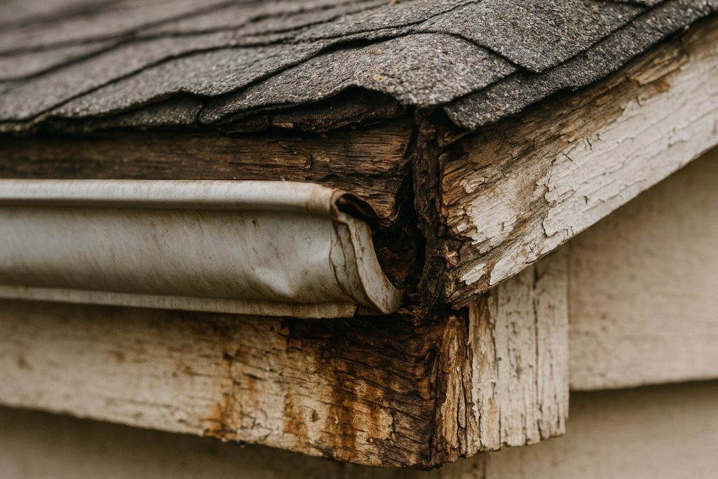 Visualization of poor gutter maintenance