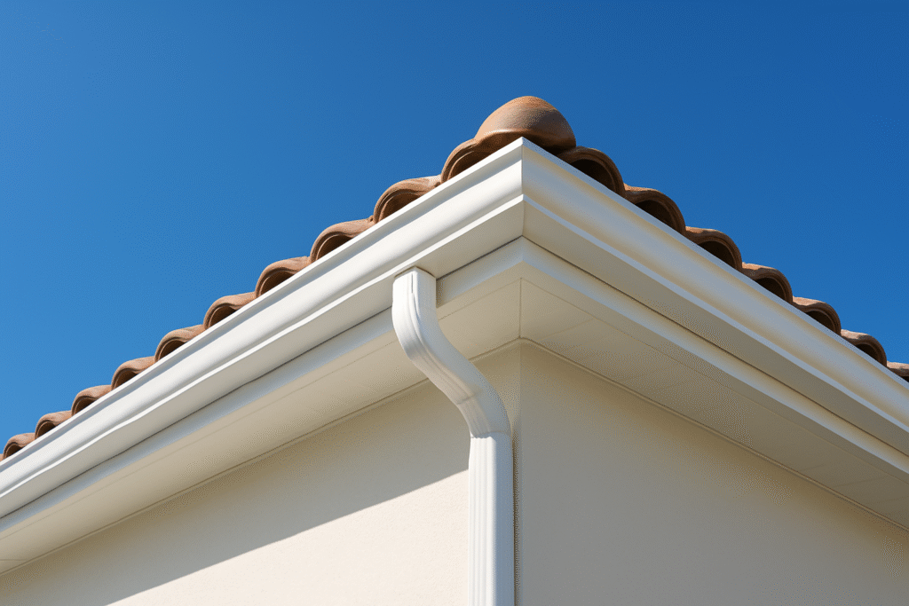 Close view of a good roof gutter system