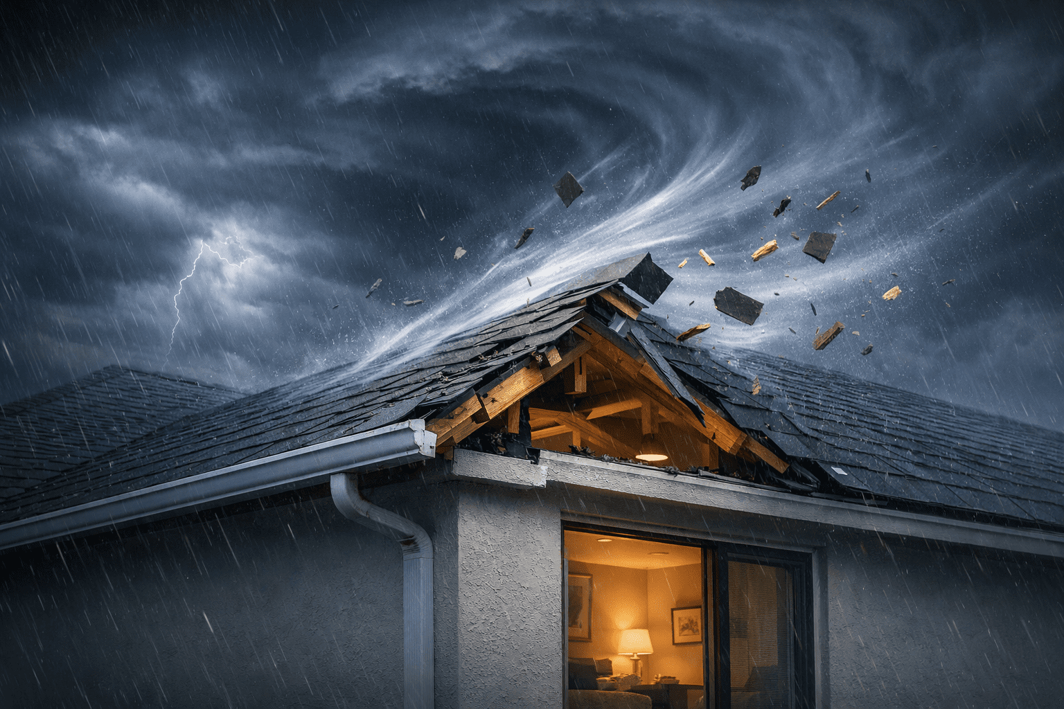 visualisation of damage from negative pressure on roof
