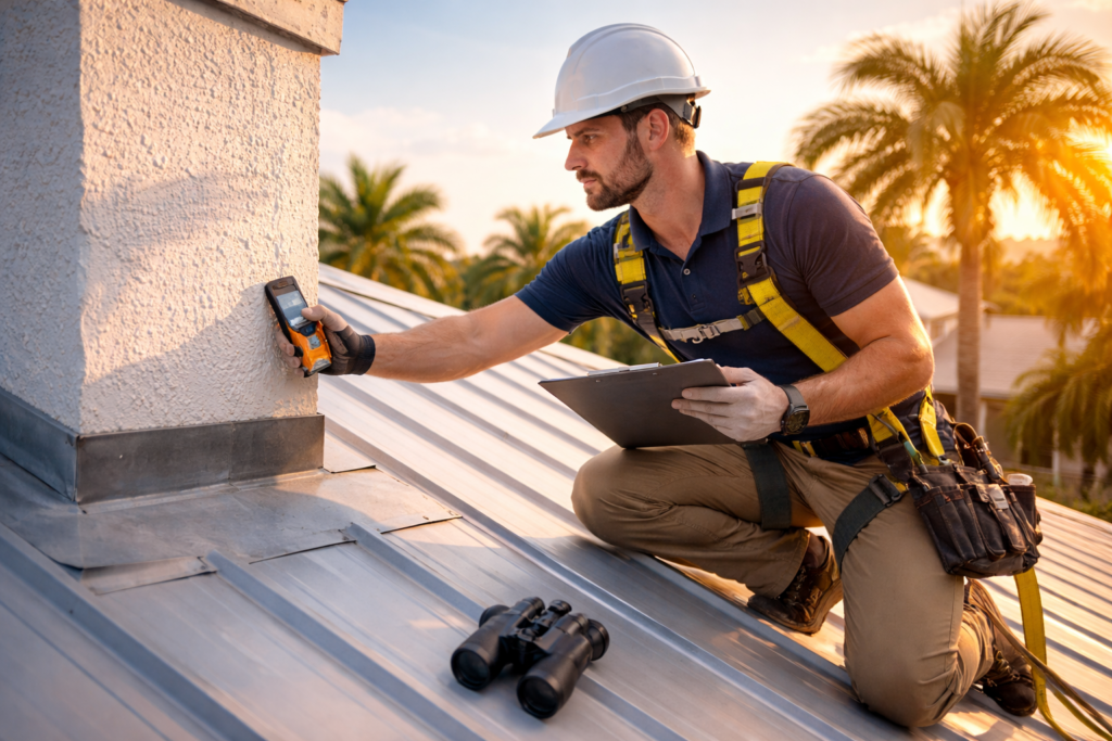 Visualization of professional summer roof maintenance