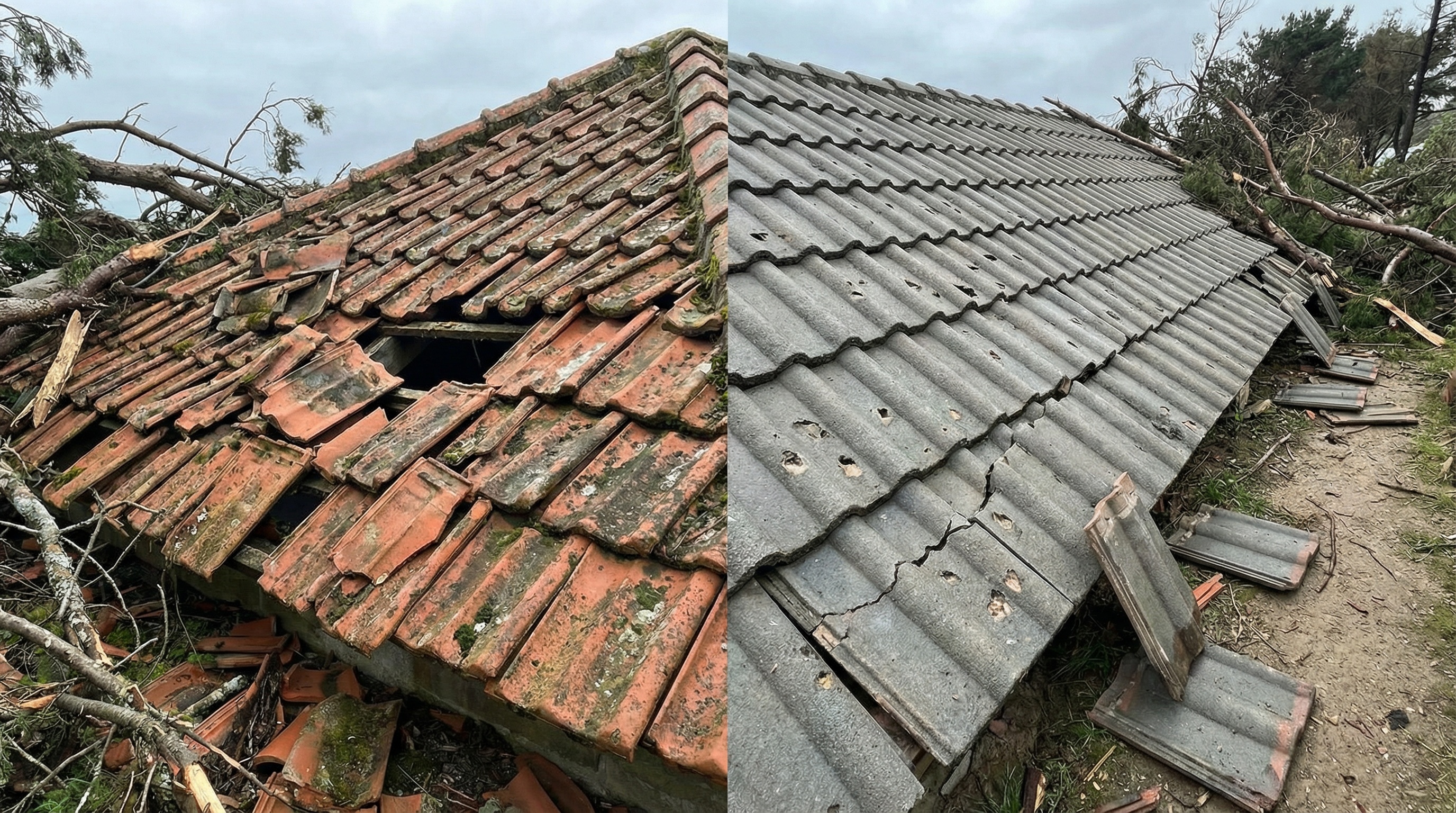 Hurricane damaged roof tiles clay versus concrete comparison