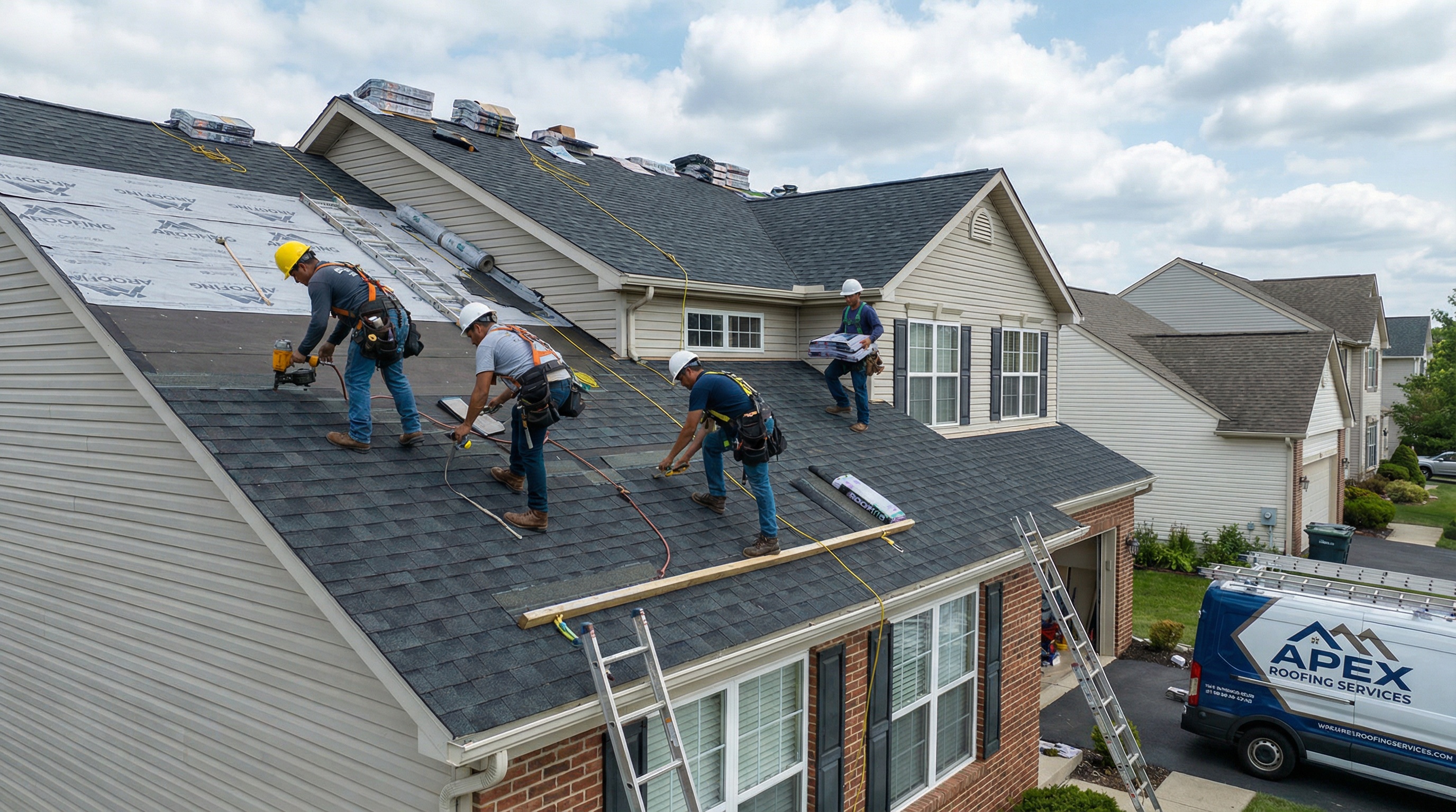 Professional roofing crew installing new roof on Anna Maria Island home