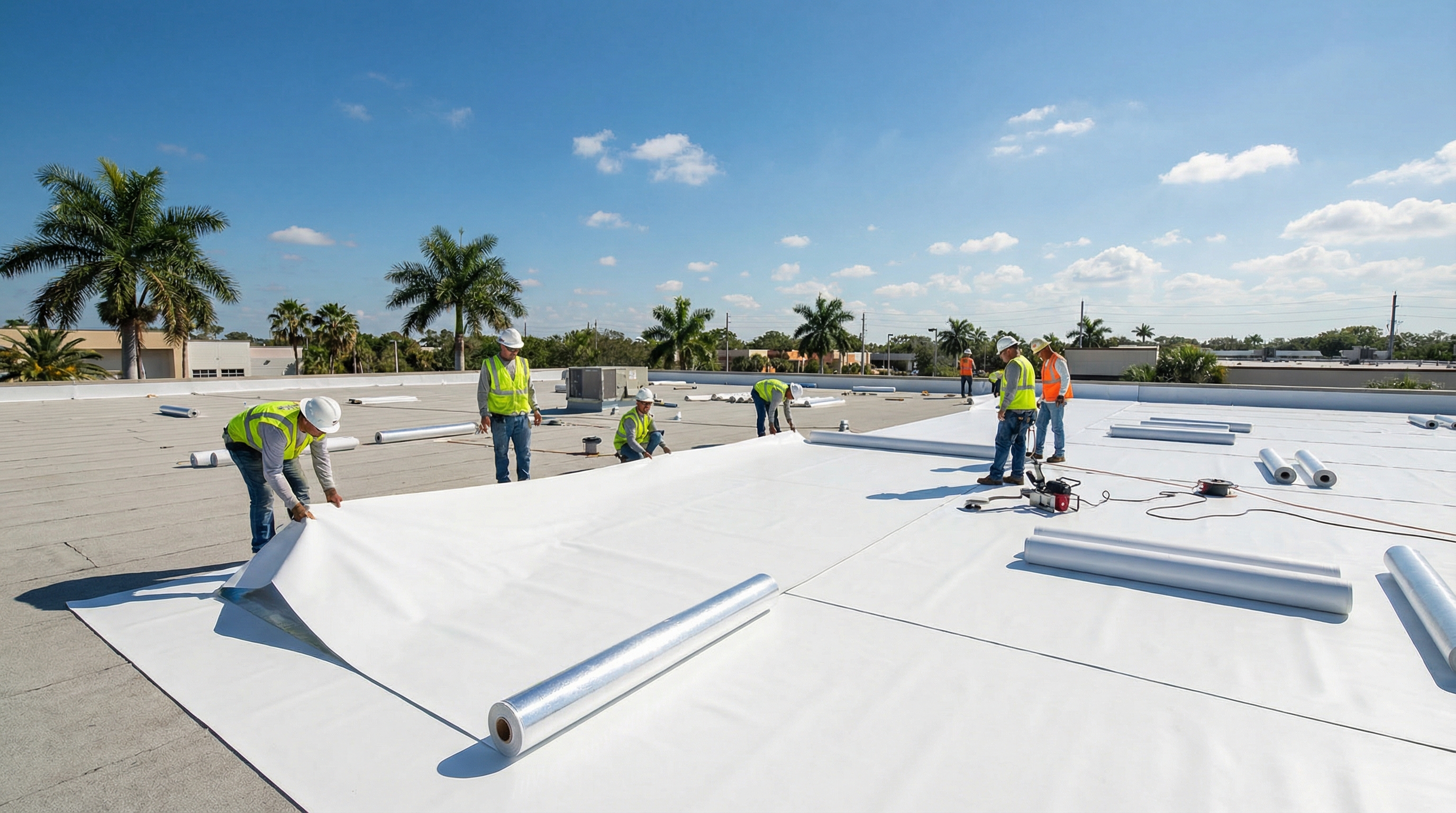 TPO roof installation in Florida demonstrating weather resistance and reflective properties
