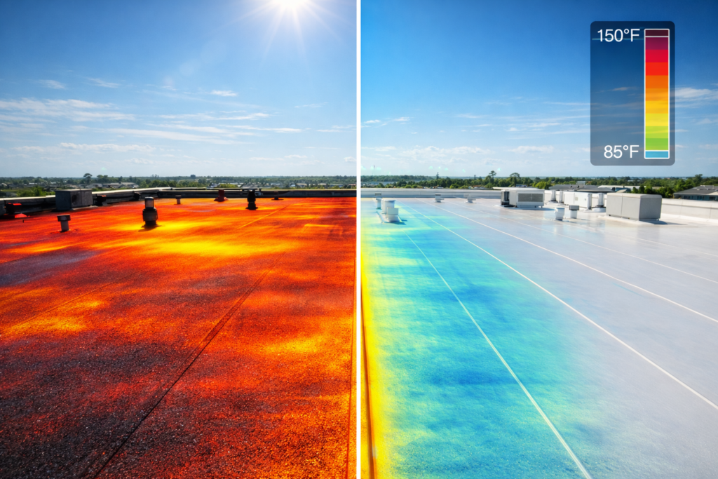 Cool roof capabilities of reflective roof material