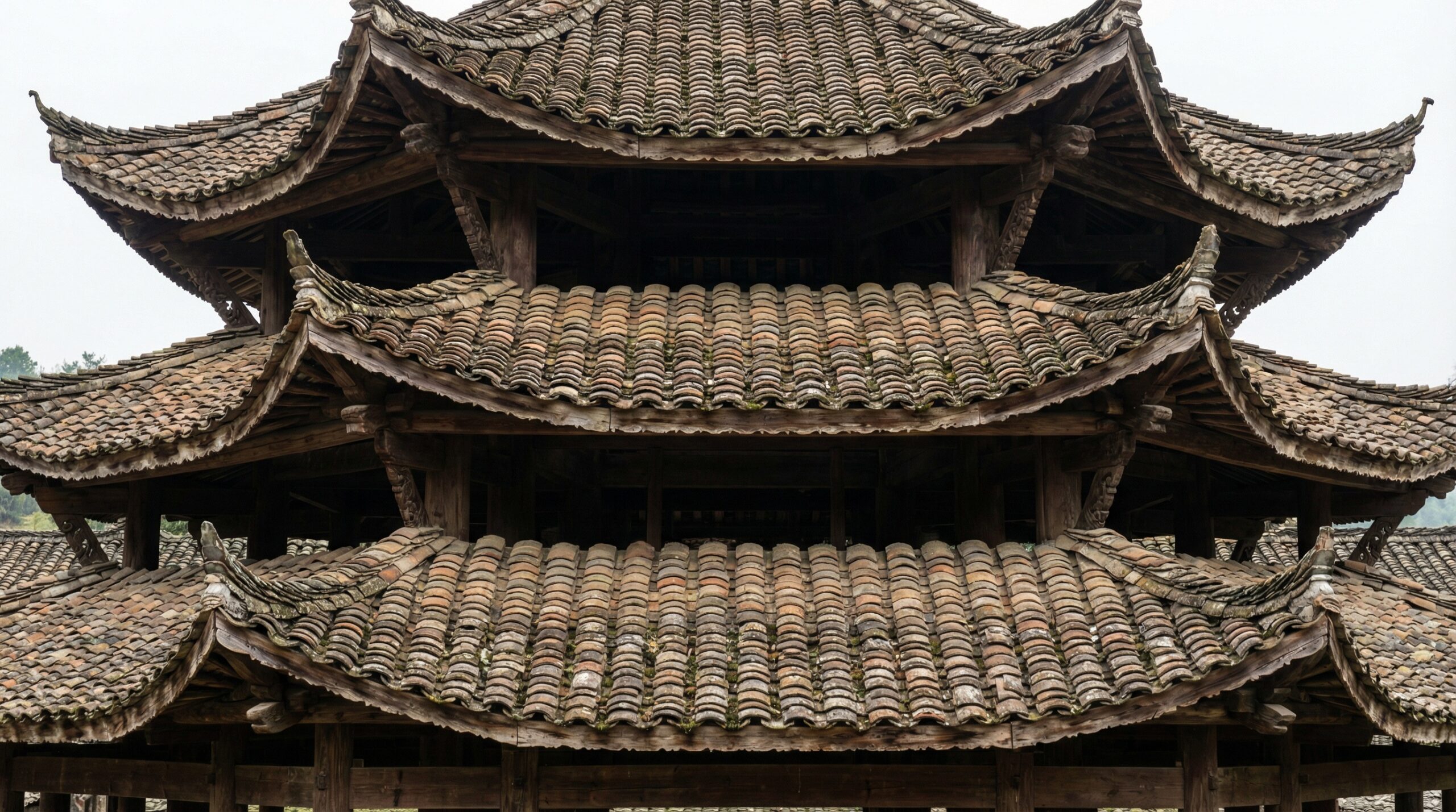 Ancient Chinese clay roof tiles showing the history of tile roofing