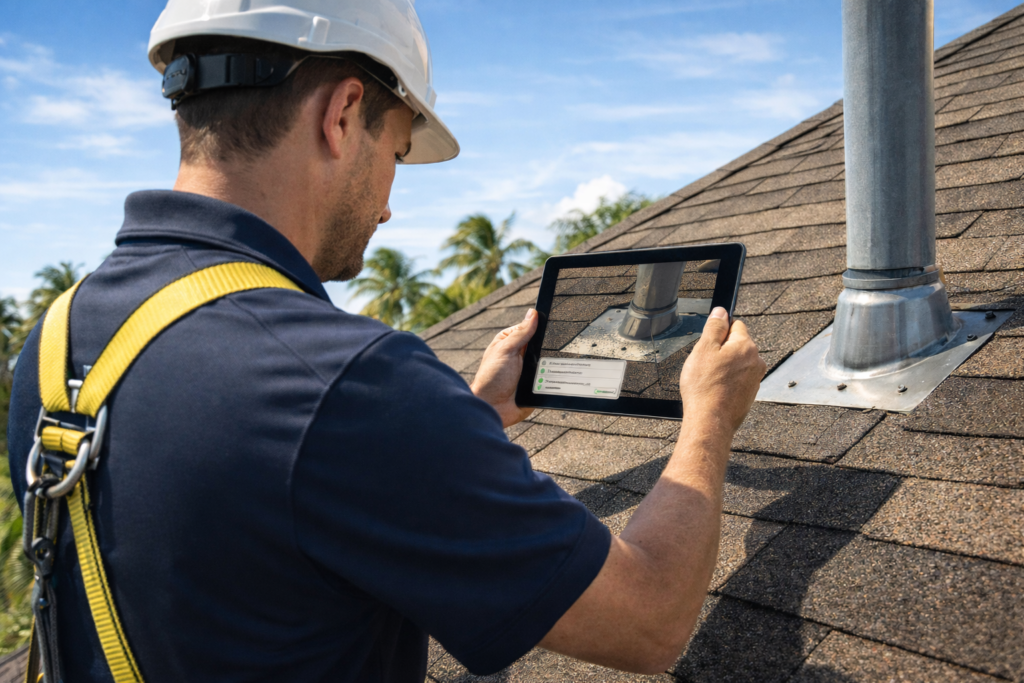Visualization of professional roof inspection post-storm