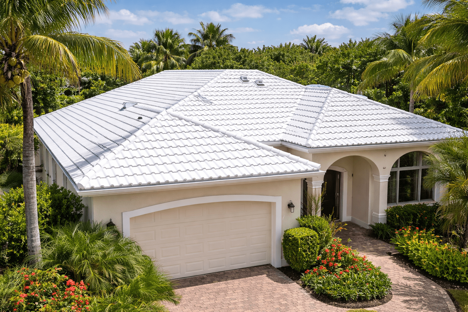 Illustration of how cool roof coatings reflect heat in Florida