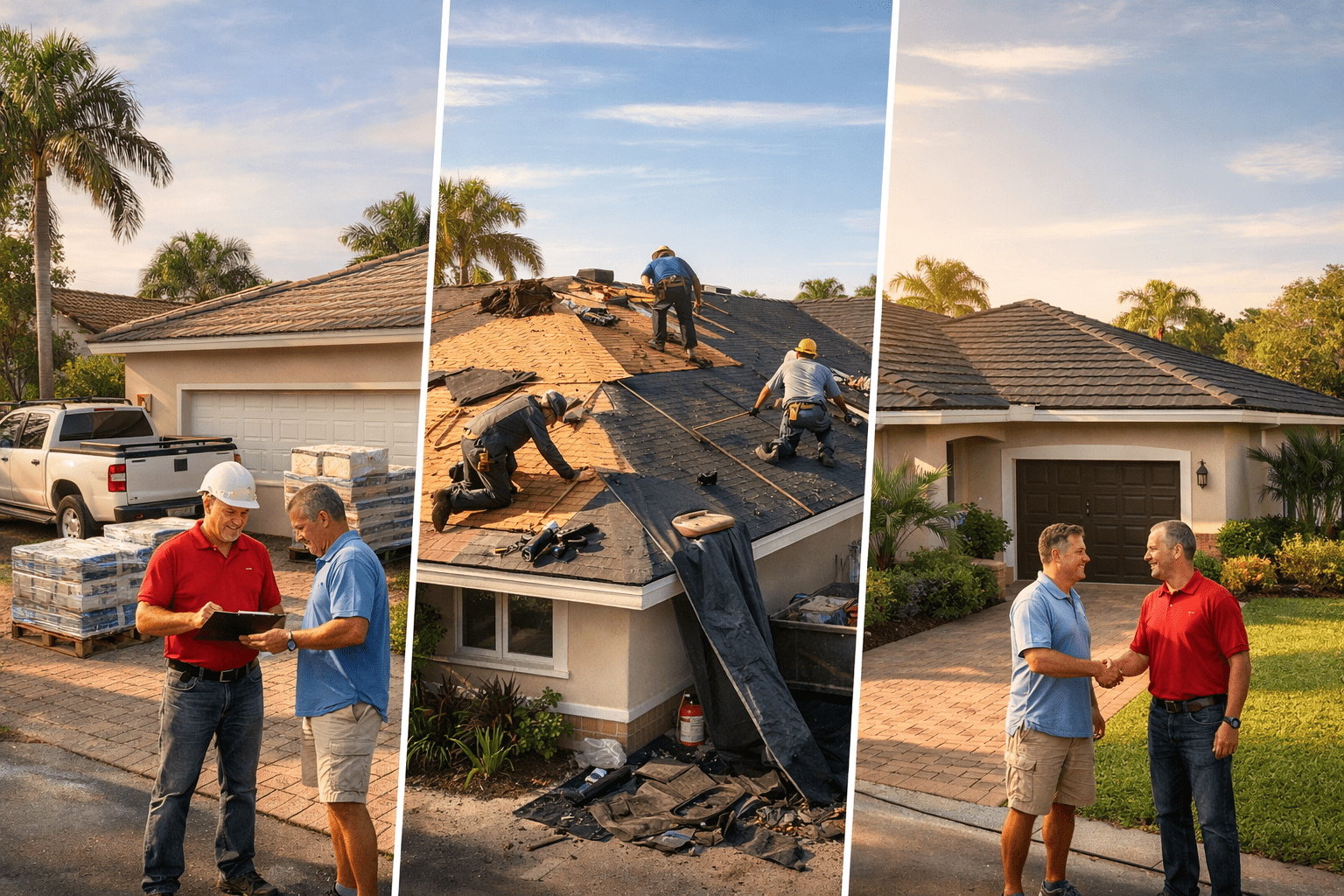 Roofing project stages and teamwork