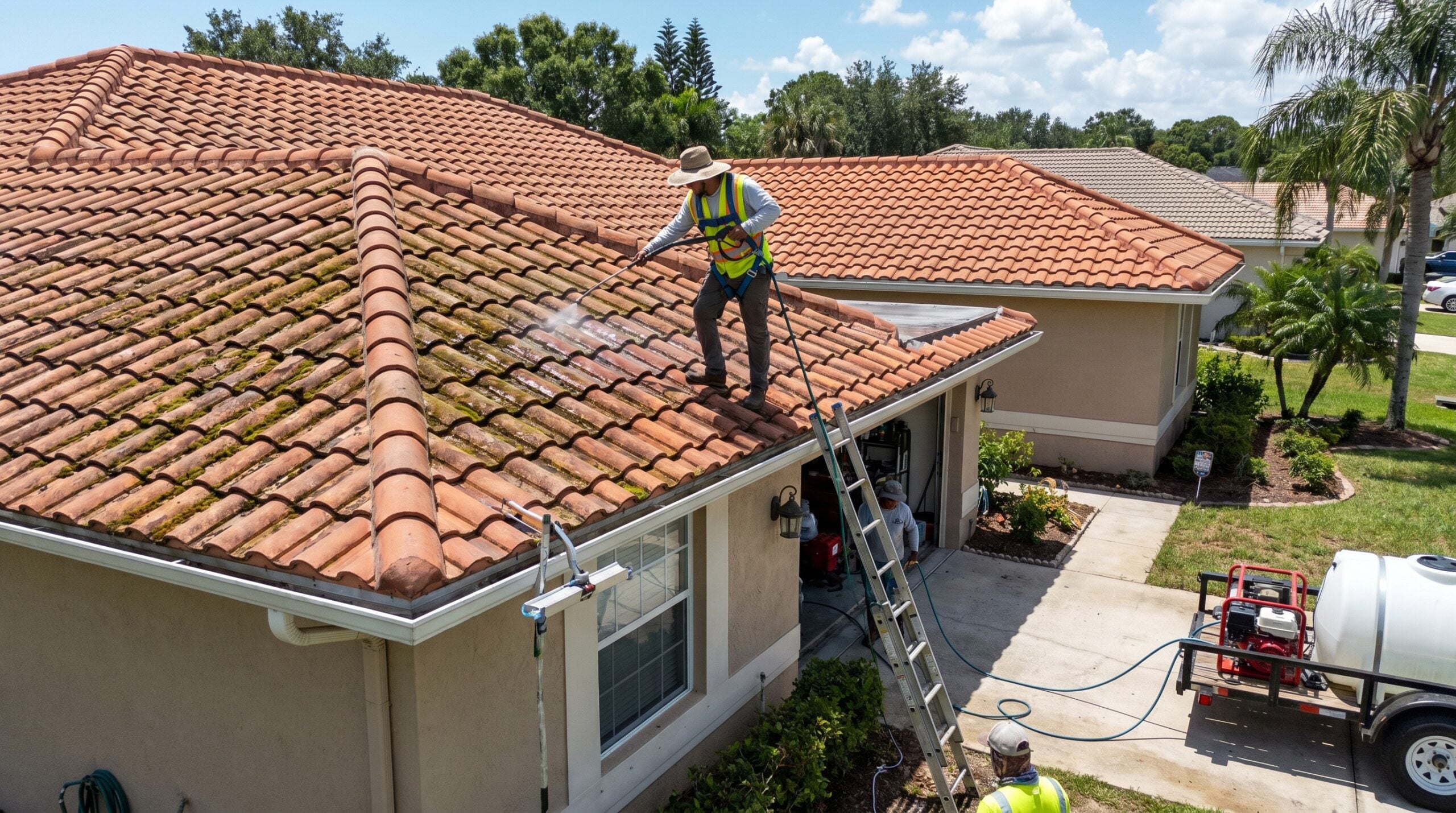Professional tile roof cleaning service in Florida