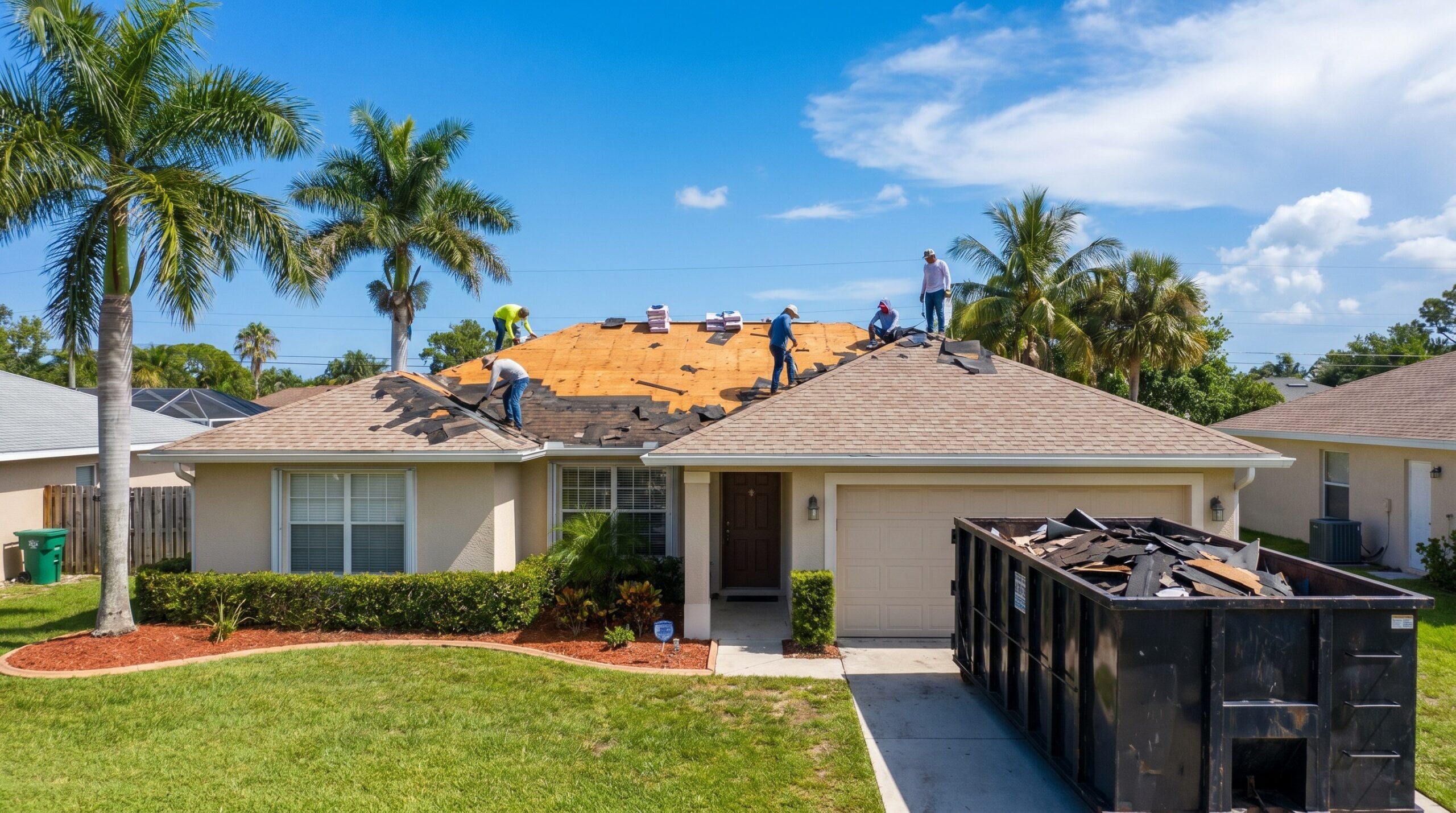 Metal roof installation process on Florida home