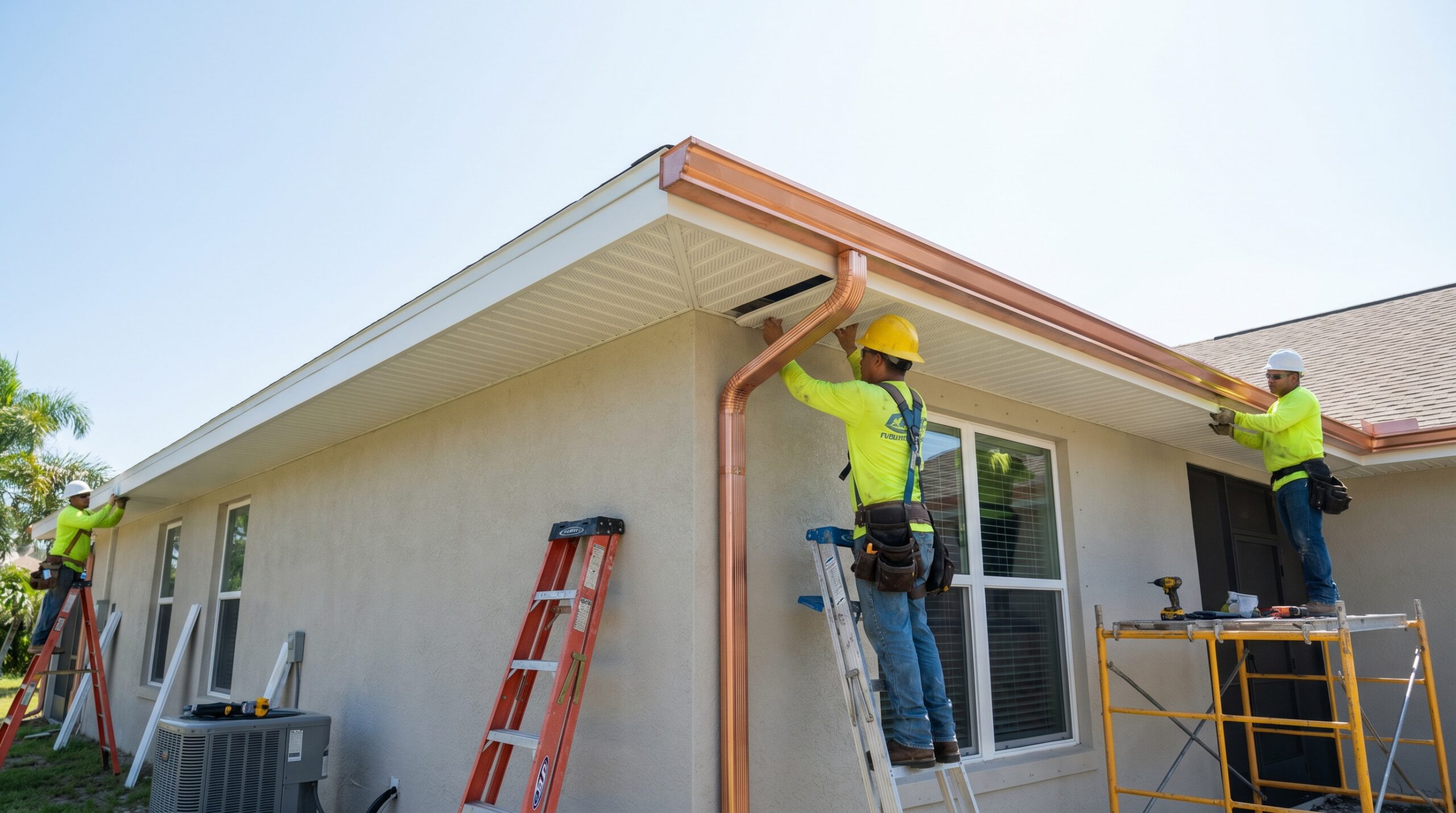 Soffit, fascia, and gutter installation on Florida home